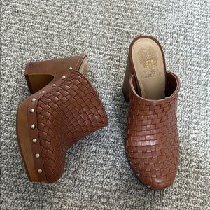 Vince Camuto Brown Braided Woven Clogs Shoes Heels 6